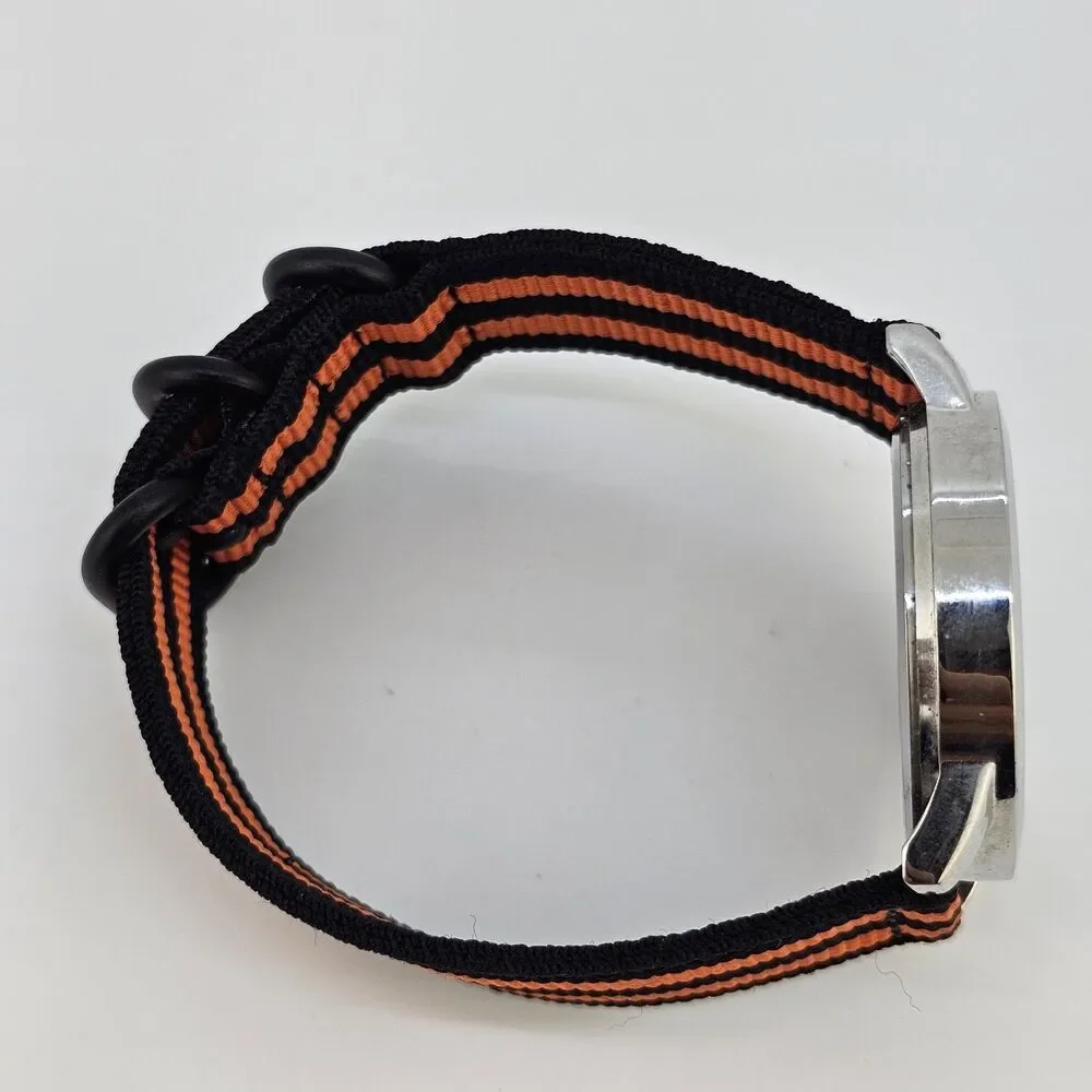 Men's Diamond Watch 40MM Black Dial New Black‎ Orange Canvas Bands New Battery